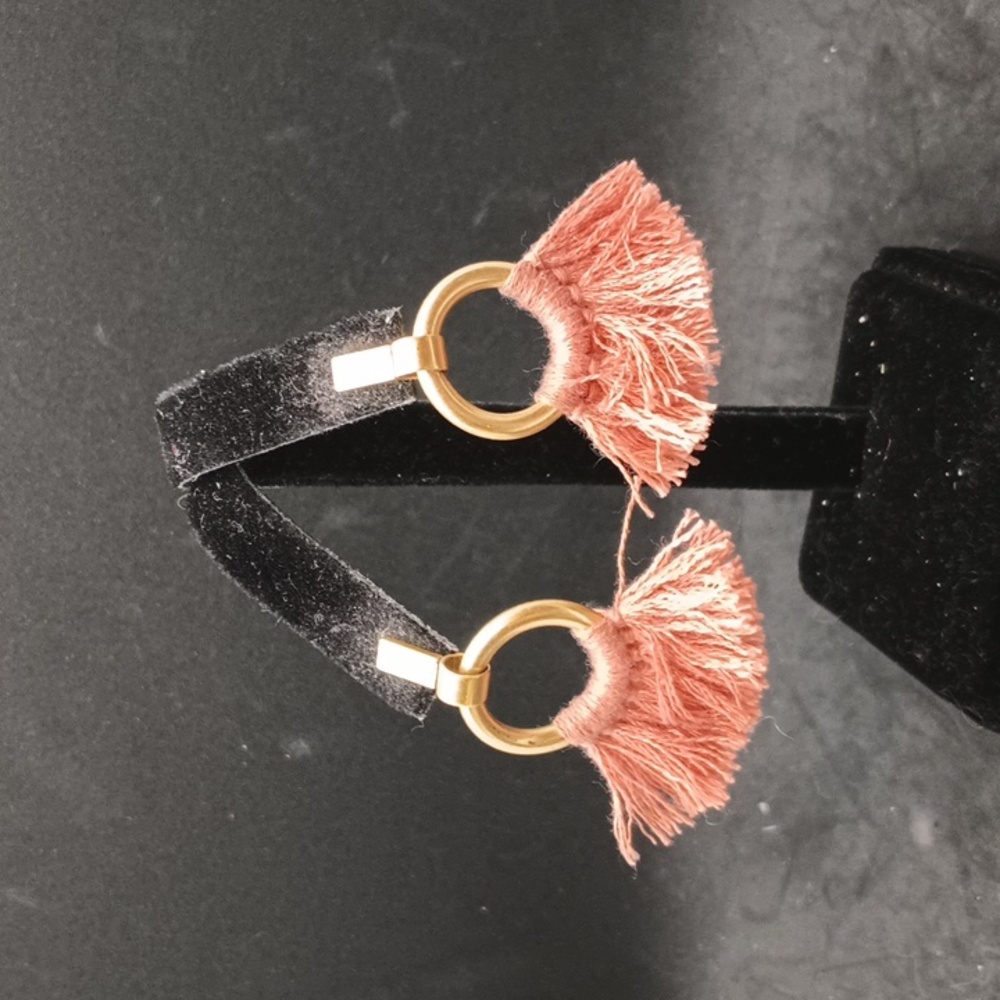 Unbranded gold tone tan fringe earrings